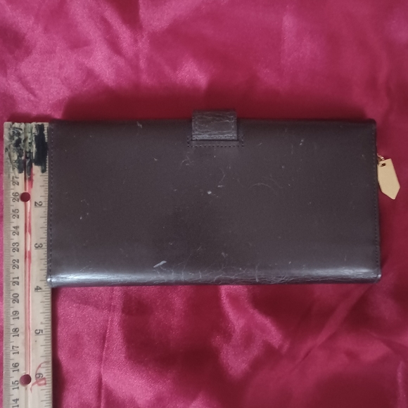 Yves Saint laurent Dark brown leather gold tone hardware long large ysl wallet - Picture 2 of 14